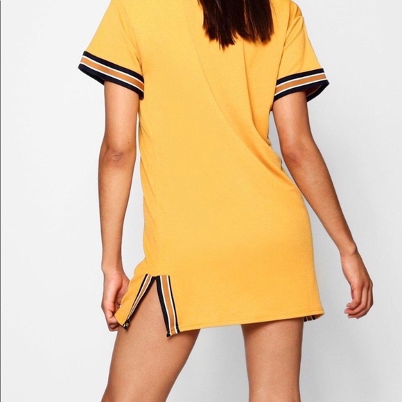 Boohoo Contrast Trim Split Side T-shirt Dress - Picture 2 of 11